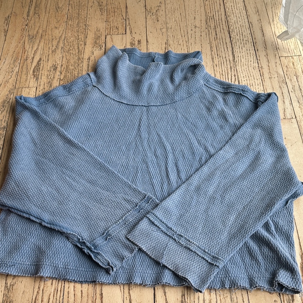 We The Free Slate Blue Cowl Neck Sweater